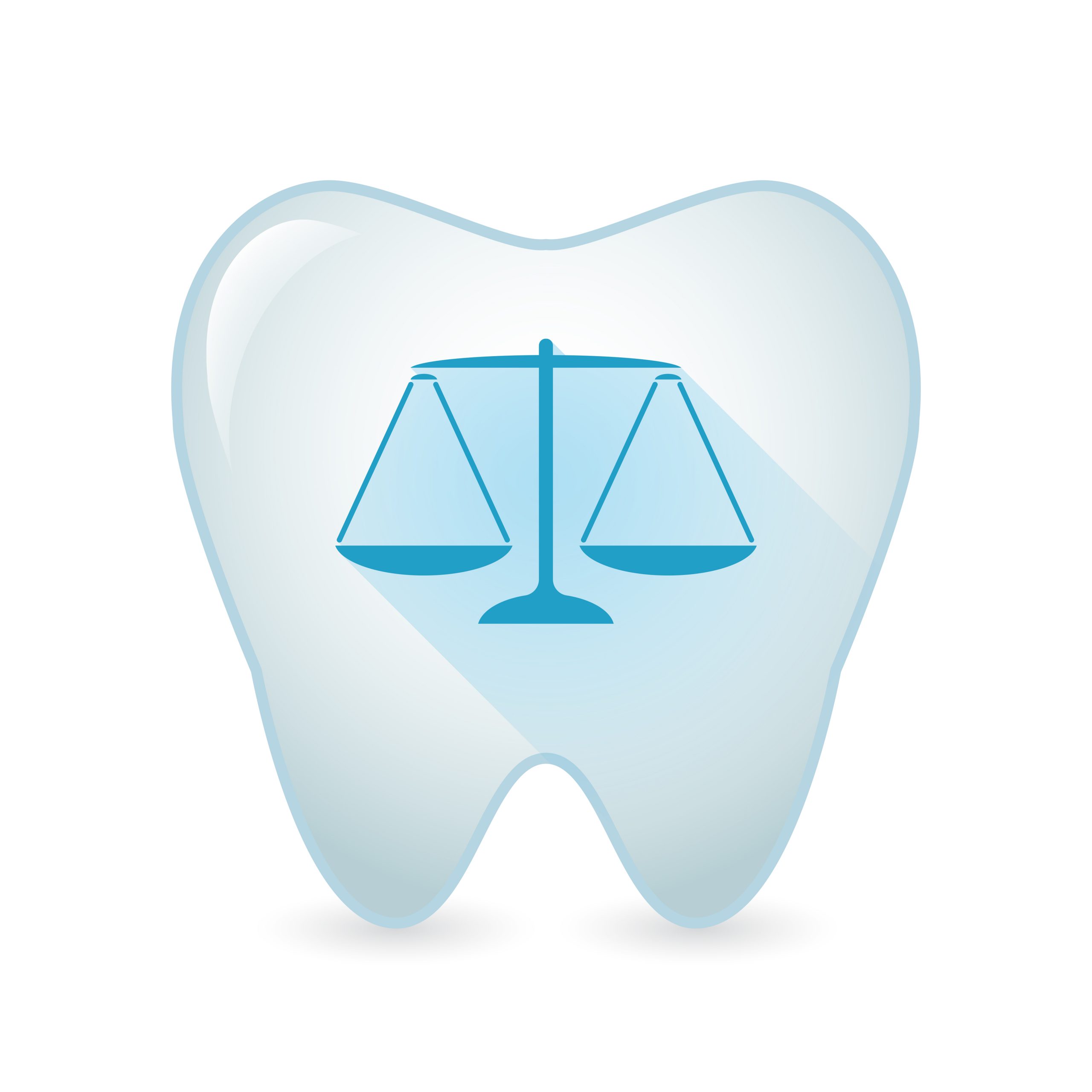 Illustration of an isolated tooth icon with a weight scale