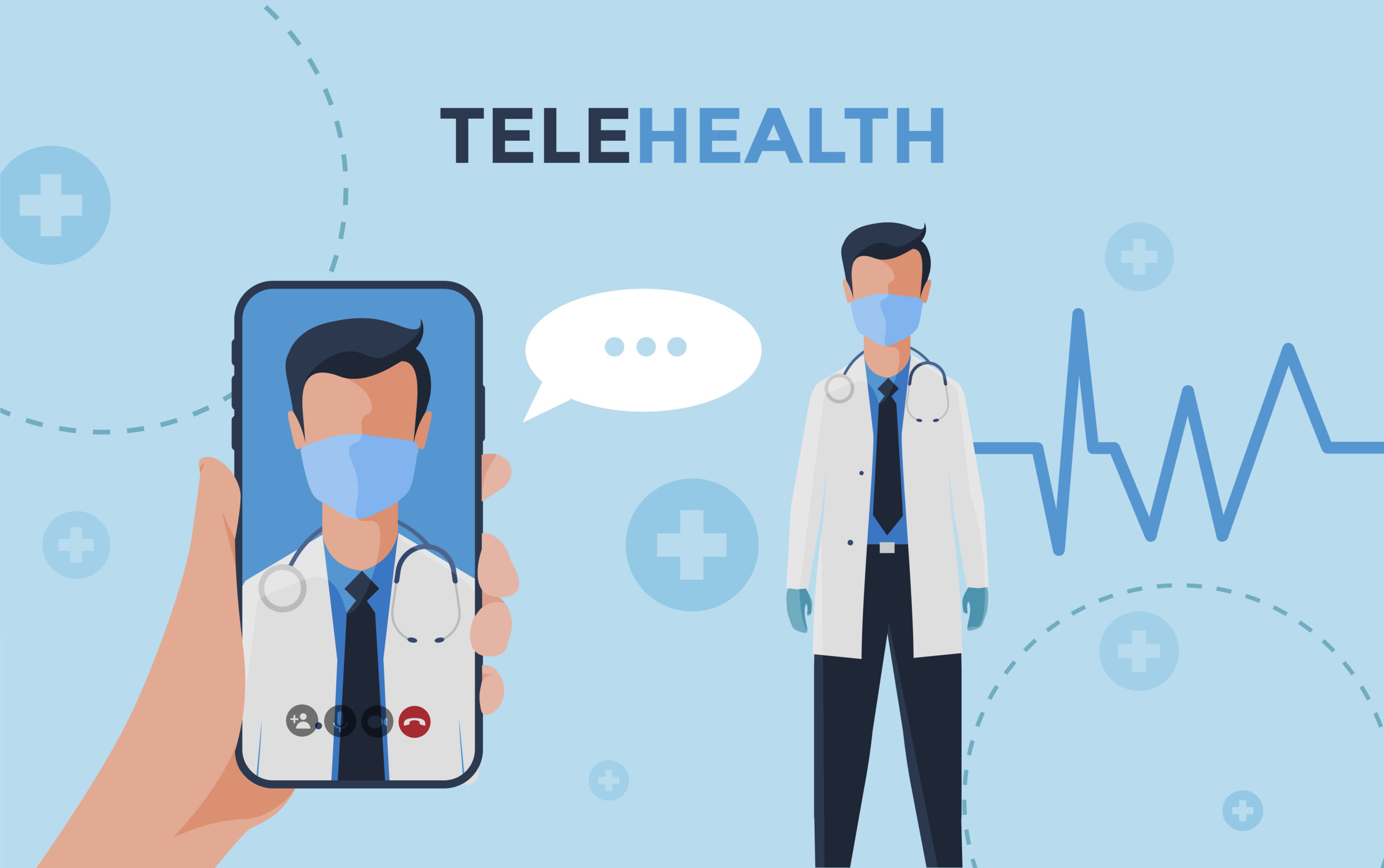 telehealth vector banner, illustration of medical care, hospital design